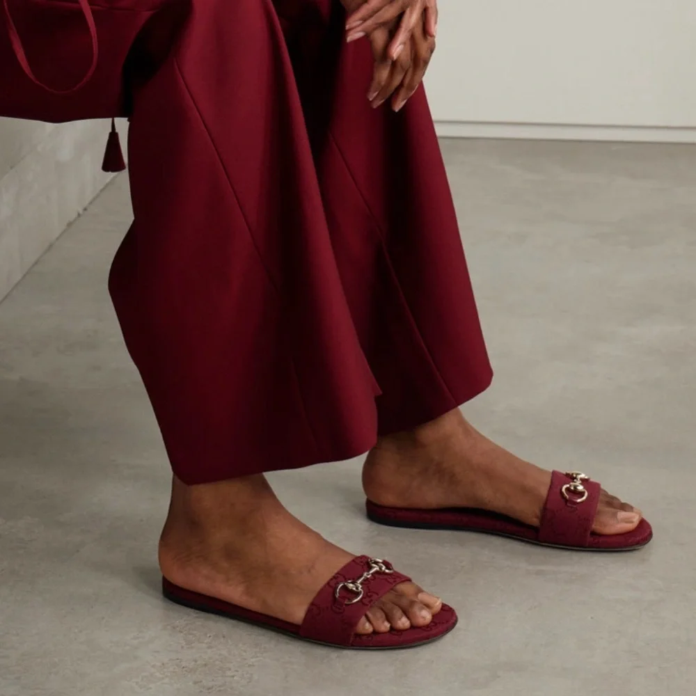 GUCCI Siaga horsebit GG logo slides sandals - Picture 2 of 5